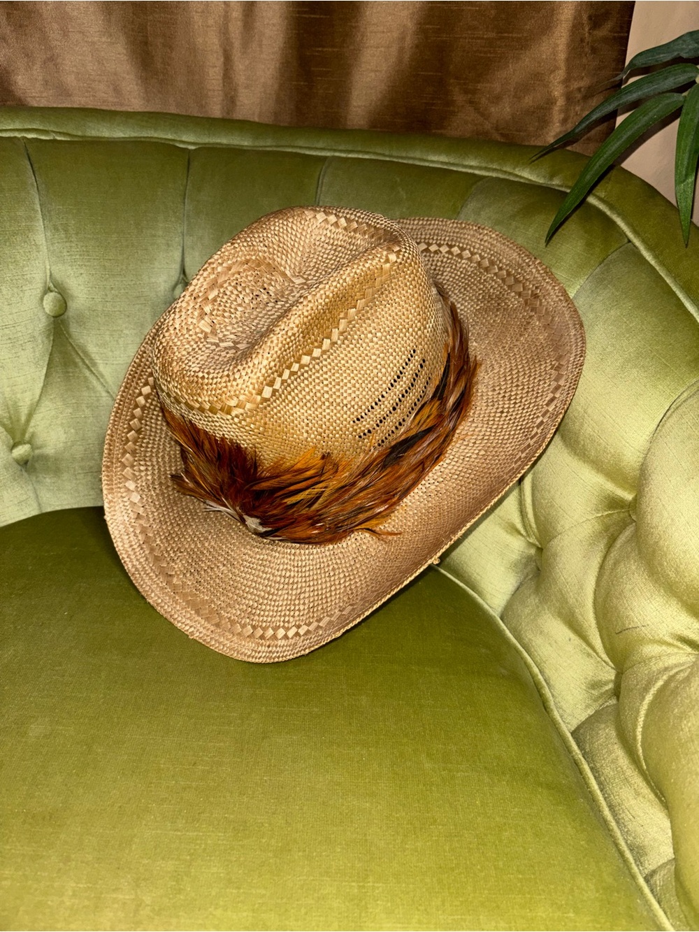 Vintage Levi's Hat Straw Cowboy 1970’s Original Authentic Feather Size 7-1/8 - Picture 6 of 11